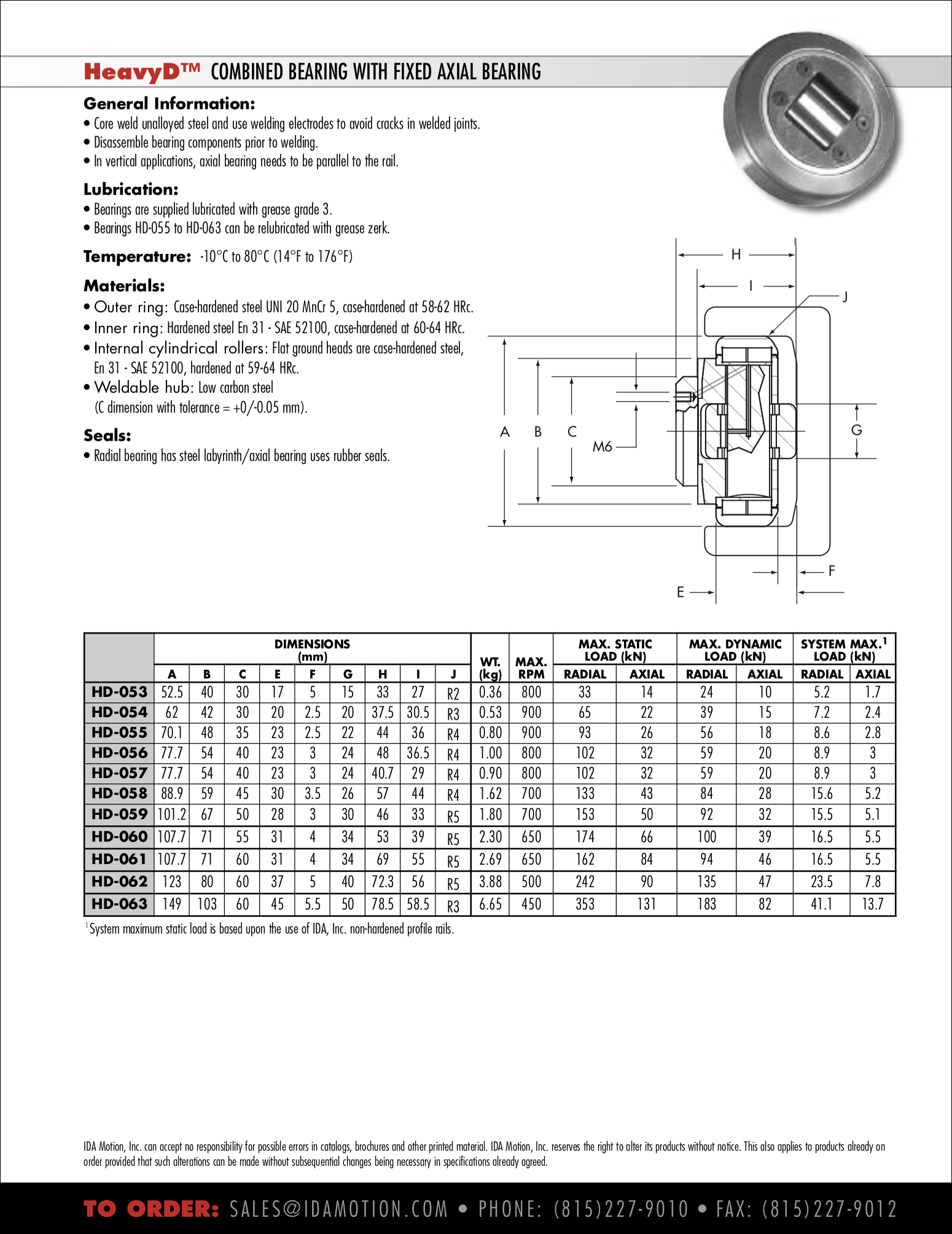 Combined Bearings - Fixed Axial Roller