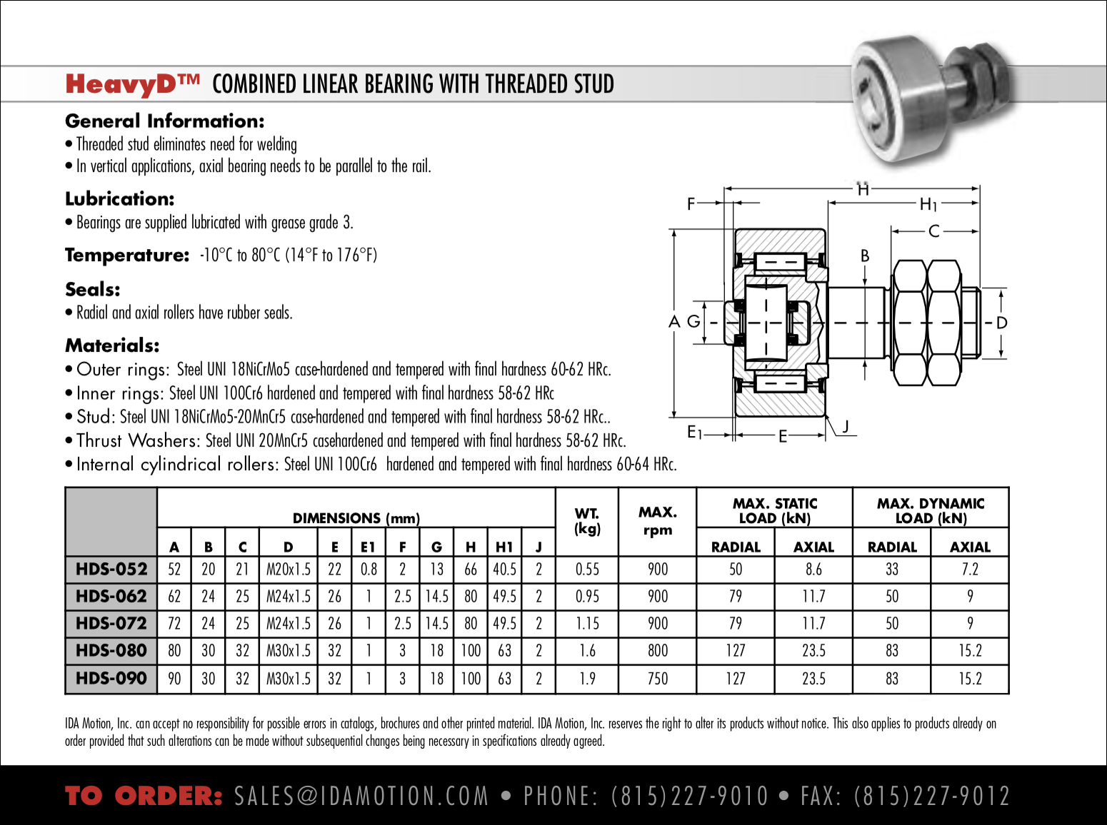 Combination Linear Bearing with Threaded Stud