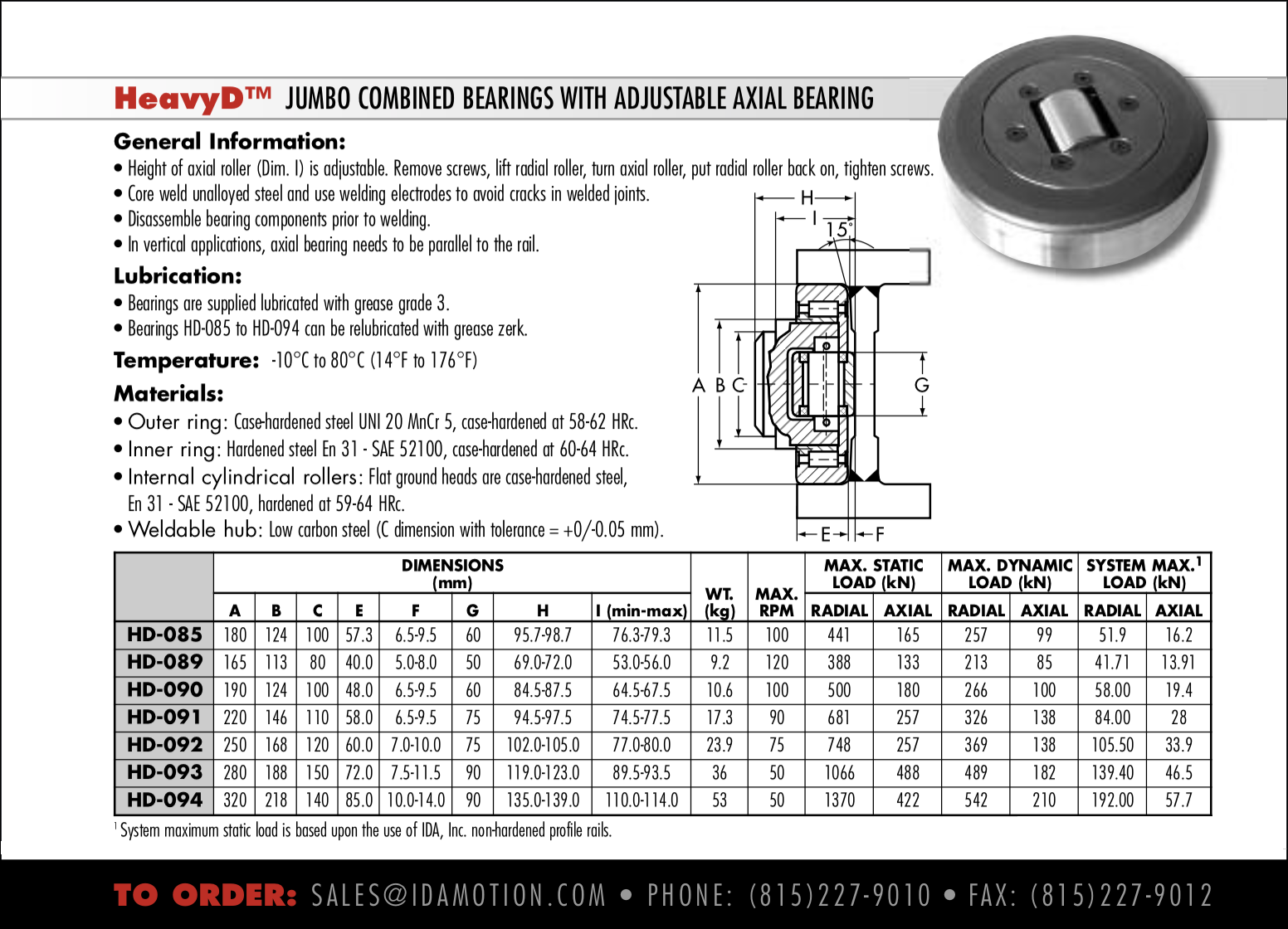 HeavyD Jumbo Combination Bearings For Heavy Duty Linear Slide Systems
